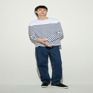 타미진 남여공용 TOMMY 미니로고 스트라이프 티셔츠 T32E6TTO23TMT2