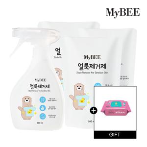 얼룩제거제 용기330ml+리필300mlx3팩+선물)물티슈 1팩