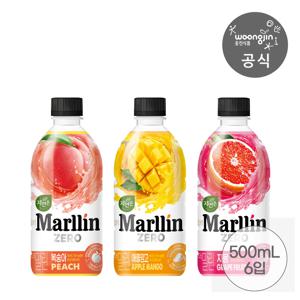 자연은 더말린 제로 복숭아/자몽/애플망고 500ml 6펫