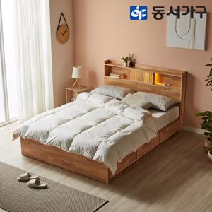 이즈 우든 LED 원목 수납침대+40T라텍스매트 Q IDH019/착불배송