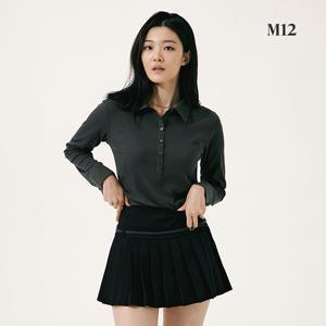 [온플] M12 24FW 여성 오픈카라 립 티블라우스 4종