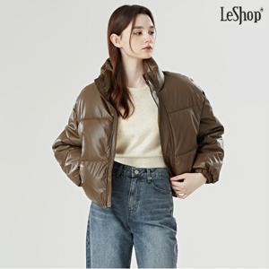 정상가:119,000원 | 하이넥 레더 데일리 크롭 긴팔 패딩 점퍼 (DO4JJ007A)