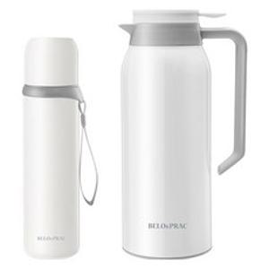 벨로앤프랙 진공 보온 2종 세트 BK013 1500ml + 500ml, 1개, 펄 화이트