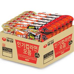 농심 신라면컵6개 + 튀김우동컵6개 + 새우탕컵6개 + 짜파게티범벅6개, 1세트