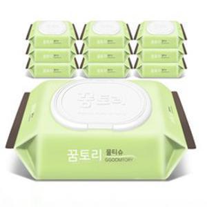 꿈토리 뉴 가득찬챔프 엠보싱 유아물티슈 캡형 55gsm, 55g, 100개입, 10개