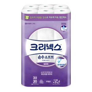 크리넥스 순수소프트 롤화장지 3겹, 30개입, 1개