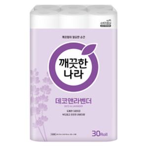 깨끗한나라 데코앤라벤더 3겹 고급롤화장지 30m, 30개입, 1개