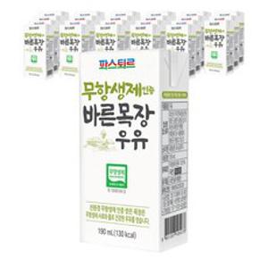 파스퇴르 바른목장흰우유, 190ml, 24개