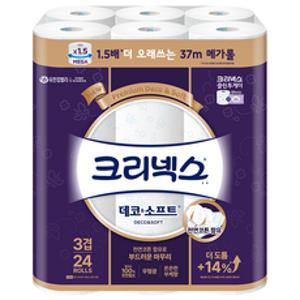 크리넥스 데코&소프트 화장지, 37m, 24개입, 1개