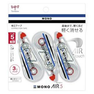 MONO 에어 5 수정 테이프 CT-CA5 5mm X 10m 3개입, 1개, 클리어