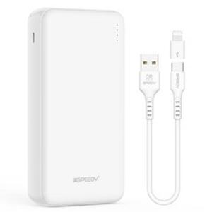 SPEEDY 슬림 듀얼 보조배터리 20000mAh 2A + C타입 케이블 + 8핀 젠더 세트, SPE-B22PCPPB200A, 혼합색상