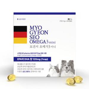 묘견서 강아지 고양이 오메가3 미니 3oval 60캡슐 (2개월분) 순도 80% KDpharma 독일 원료, 1개