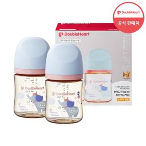 [더블하트] 모유실감 3세대 PPSU 꿈꾸는코끼리 160ml 트윈팩 (노꼭지)