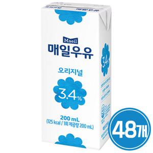 매일 멸균우유 200ml x 48팩 매일우유 흰우유