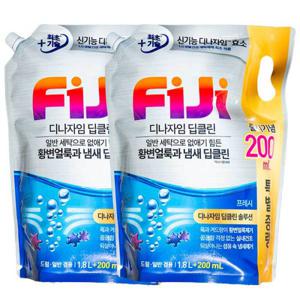 LG생할건강 Fiji 디나자임 프레시 리필 2.0L x 2개드럼 일반 겸용 액체세제