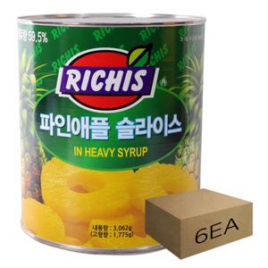 1박스) 리치스 파인애플 슬라이스 3kg x 6개입