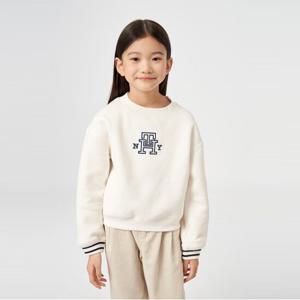 [TOMMY HILFIGER KIDS] 모노그램 새틴 아플리케 모크넥 티셔츠 (