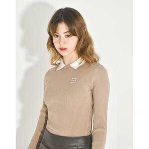 헤지스 골프 여성 23FW 브라운 골지 카라 긴팔니트 HWSW3D735W1