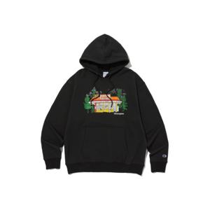 챔피온 23FW US친환경 Classic Fleece 기모 그래픽 후드스웨트셔츠 (BLACK) CKTS3F511BK