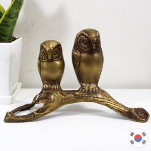 커플부엉이 황동 조각상 동공예 장식품 HDT-512