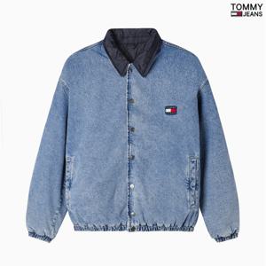 [타미진]남성 TOMMY 뱃지 다이아퀼팅 리버시블 데님 자켓