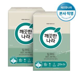 깨끗한나라 딥무드 모던 그린 미니 250매 6입 2팩