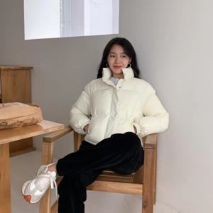 [옷자락]여자 FW 아이보리 푸퍼 폴라넥 탱크 밑단스트링 패딩