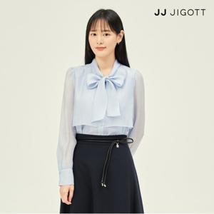 (JJ지고트) 시스루 플랩 타이넥 블라우스  GP8M0BL921