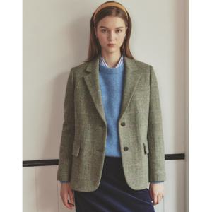 헤지스 여성 24FW HARRIS TWEED 베이직 싱글 자켓 라이트카키 HSJA4D902K2