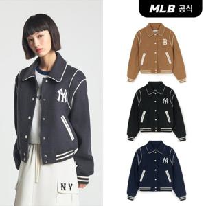 [MLB] 여성 울 카라 크롭 바시티자켓 (4COLOR)