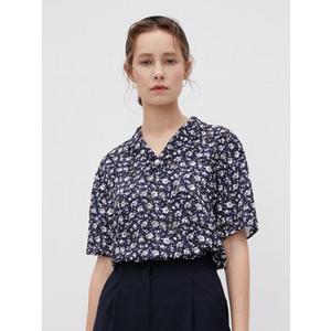 3R Flower See-through Lace Blouse - Navy