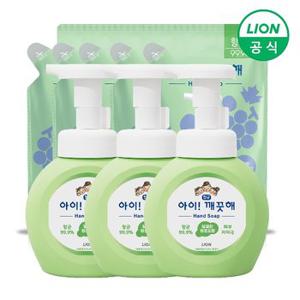 [라이온] 아이깨끗해 핸드워시 용기 250ml 3개+리필 200ml 5개 (순/레몬/청포도 택1)