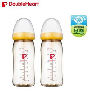 더블하트 소프트터치 모유실감 젖병 240ml(트윈팩)/BK