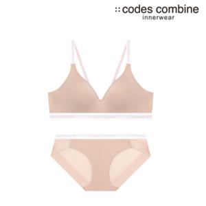 [코데즈컴바인이너웨어]화이트밴드 노와이어 라이트핑크 브라세트(CCWBR351LPK+CCWBP351LPK)