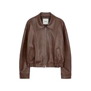 Faux Leather Cropped Blouson Jacket in D/Brown VL3SM120-94