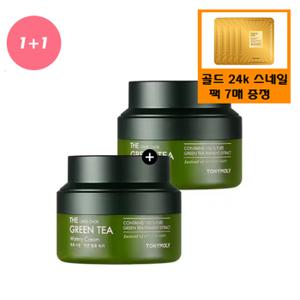 (정품2개)더 촉촉 그린티 수분 크림(60ml*2개)+사은품/골드24k 스네일 마스크 팩 7매 증정