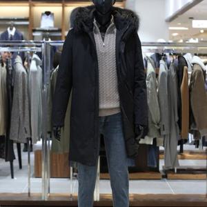 23FW 프리미엄 실버 폭스FUR 시베리안 헤비구스다운 패딩점퍼 리얼블랙