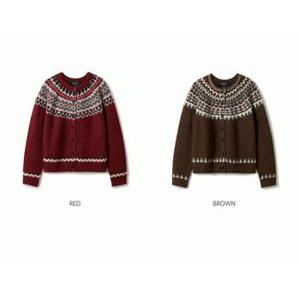 WHOAU 여성용 페어아일 가디건 Fair Isle Cardigan WHCKE4V22F