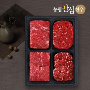 [농협안심한우] 1등급 정육모듬세트 (국거리+불고기+장조림+사태)/팩당400g/총1.6kg