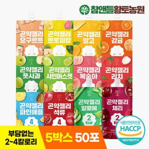 [황토농원]데이앤 4kcal 곤약젤리 10종 5박스(총50팩)/복숭아,샤인머스켓,감귤,망고,풋사과 外