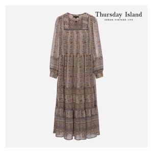 [써스데이아일랜드][Thursday Island] 롱기장 보더 믹스 원피스(T226MOP172W)