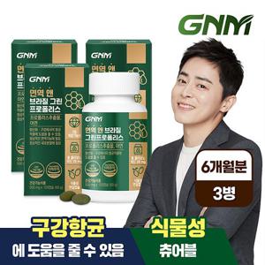 [총 6개월분] GNM 면역 앤 브라질 그린 프로폴리스 120캡슐 x 3병 / 아연 플라보노이드