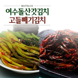 [웰빙촌] 여수돌산갓김치 3kg+고들빼기 2kg