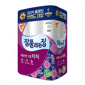 잘풀리는집 깨끗한 3겹 터치 30롤 (1팩)