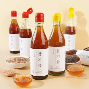 100% 통참깨, 통들깨! 저온압착 참기름 350ml+들기름 350ml