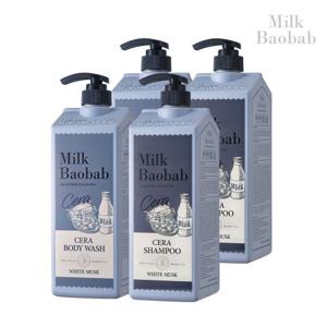 밀크바오밥 세라 샴푸 1200ml 2개 +세라 바디워시 1200ml 2개 화이트머스크