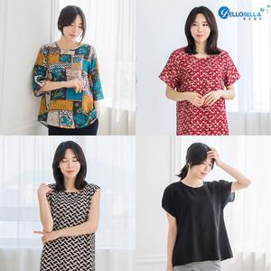 (윈드본) [~2XL] 인견 7부소매 블라우스 접촉 냉감 홈웨어 바캉스 19종 택1