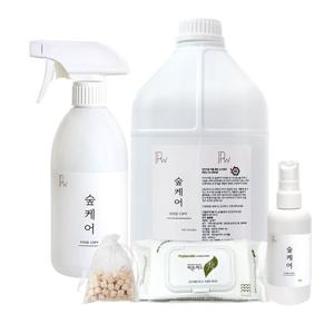 숲케어 피톤치드 편백수 스프레이 500ml+리필 4L+휴대용 100ml+편백큐브+물티슈72매 기획세트