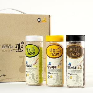 [지투지샵] 신안 소금 선물용 3종 각200g(함초소금+톳소금+마늘소금)