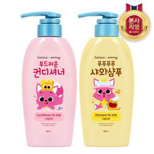 베비언스 핑크퐁 샤와샴푸 380ml x 1개 + 컨디셔너 380ml x 1개